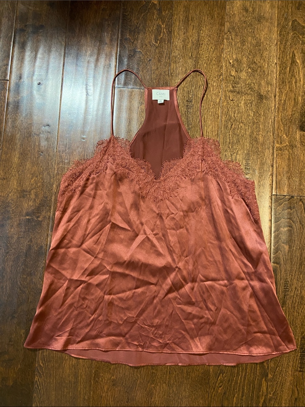 Cami NYC Racer Silk Camisole burgundy SZ M